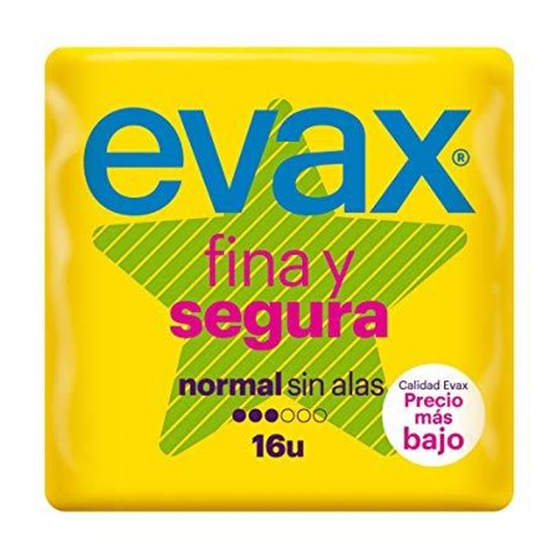 Evax Compresa Fina y segura Sin Alas 16uds
