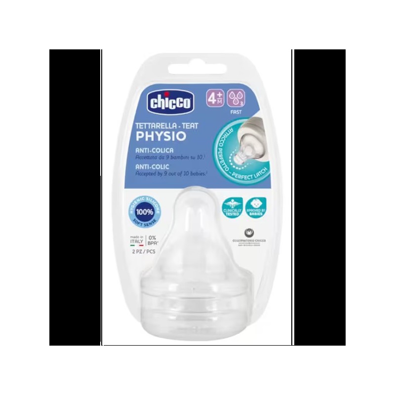 Chicco Tetina Physio Flujo Rápido 4M+ 2 Unidades