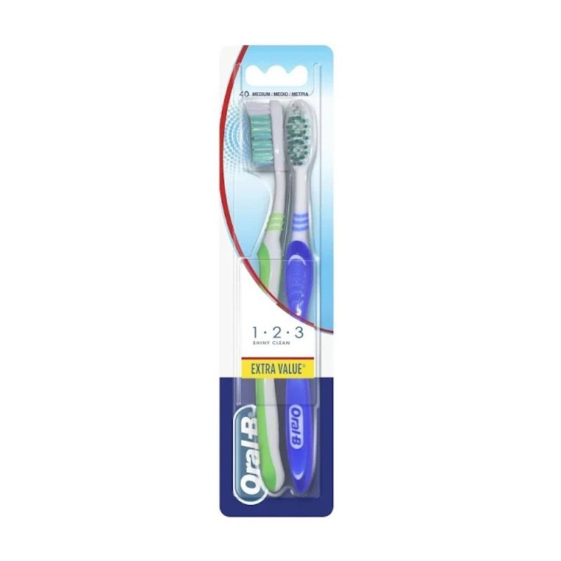 Oral B Oral-B Cepillo 123 Shiny Clean Duo Medio