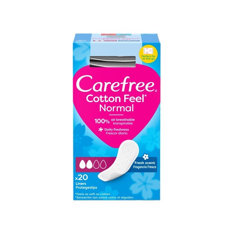 Carefree Cotton Feel Normal Fragancia Fresca 20Uds