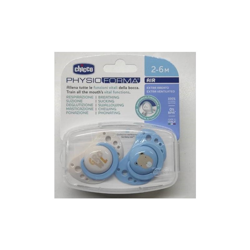 Chicco Chupete Air Sil Azul 2-6M 2 Udes