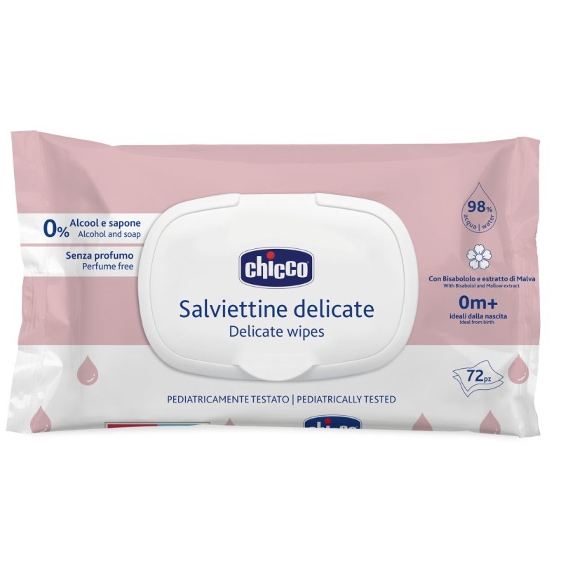 Chicco Toallitas Limpiadoras Delicate Tapa 72 uds